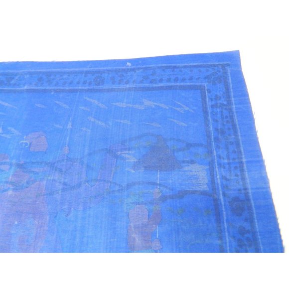 Blue Silk Elephant Folk Art Asian Silkscreen Print 12" X 9" - Picture 9 of 12